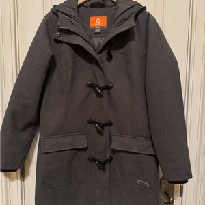 Merrell Women's Hooded Toggle Pea Coat in Charcoal Size Medium
